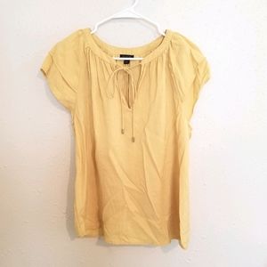 Ann Taylor Front Tie Short Sleeve Blouse Top